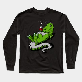 T-Rex Dinosaur Wine Party Long Sleeve T-Shirt